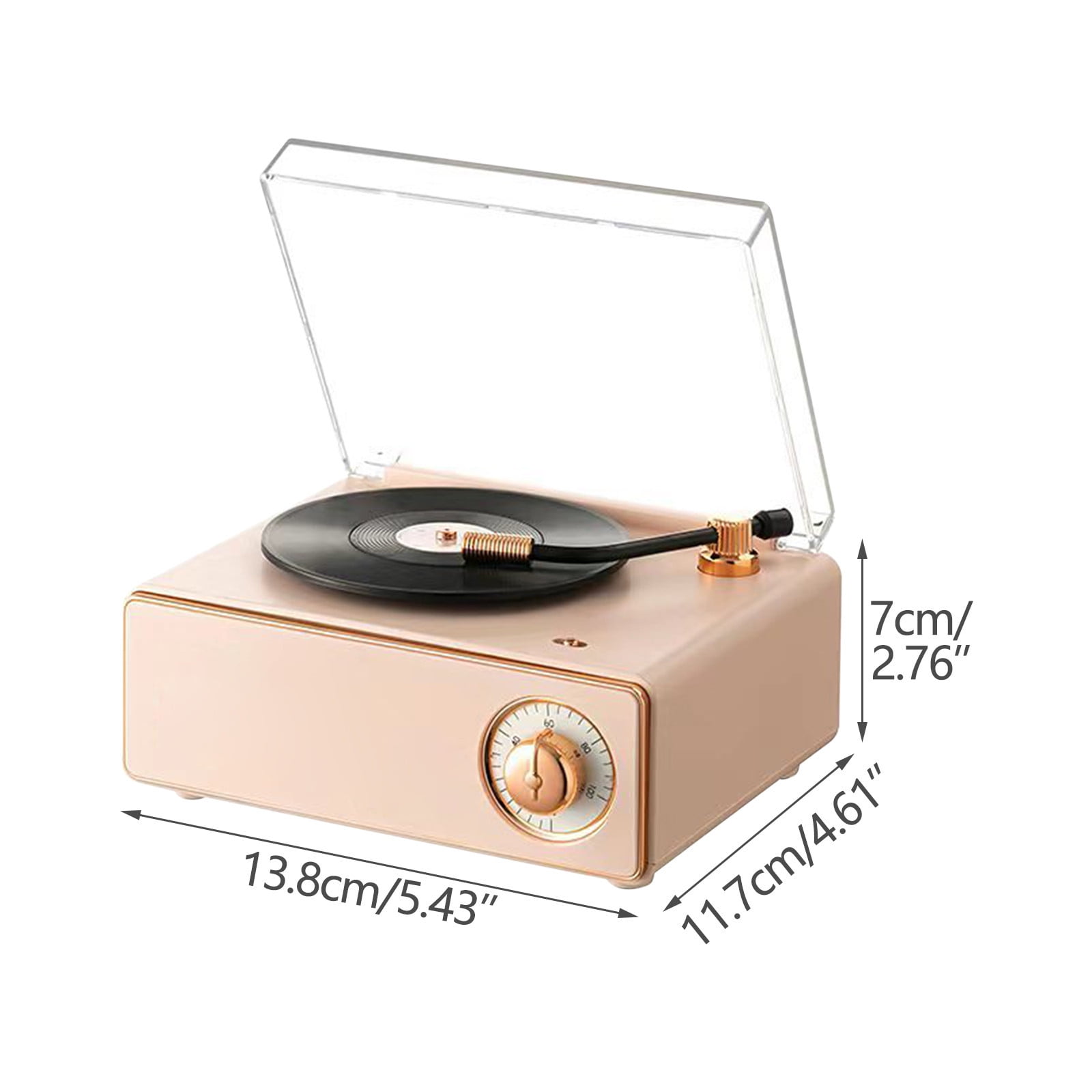 Foqnuq Vintage Bluetooth Speaker Alarm Clock Mini Portable Player Wireless Charging Retro Phonograph Audio for Travel Outdoor Home Use