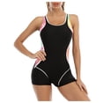 thumbnail image 2 of Women's Sexy One Piece Bathing Suit Color Matching Triangle Swimsuit Micro Bikini Set for Beach Pool Vacation Summer Holiday,Black,L, 2 of 5