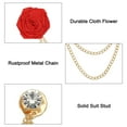 thumbnail image 3 of Uxcell Bridegroom Brooches Rose Flower, Cloth Lapel Pin Handmade with Fashion Gold Chain, Deep Red 1 Pcs, 3 of 6