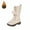Beige, variant on Krdevn Girls Boots,Winter Warm Lined Long Shaft Girls Boots Leather Mid Calf Boots for Youth Non Sole,Size:3.5-4 Years