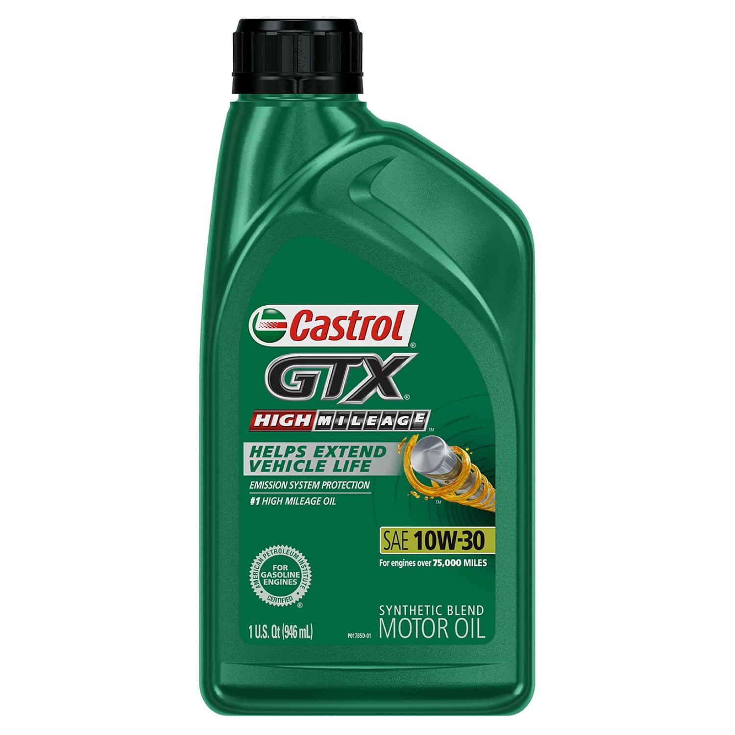Castrol GTX High Mileage 10W-30 Synthetic Blend Motor Oil, 1 Quart