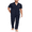 Navy Blue, variant on Men's 100% Cotton Pajama Sets Button Down Loungewear with Long Pants Summer Breathable Pjs with Pockets(Iron Grey,M)