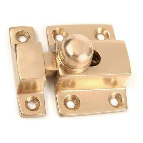 Brass Cupboard Catch - Simple Spring Loaded Cabinet Latch - Polished Brass Finish - Vintage Style Hardware for Kitchen, Bathroom, Furniture - 1 1/2" Length