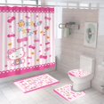thumbnail image 2 of La cortina de ducha del cuarto de baño del gatito del rosa de encargo 3d de la impresión al por mayor de alta calidad fijó 4 pedazos, 2 of 4