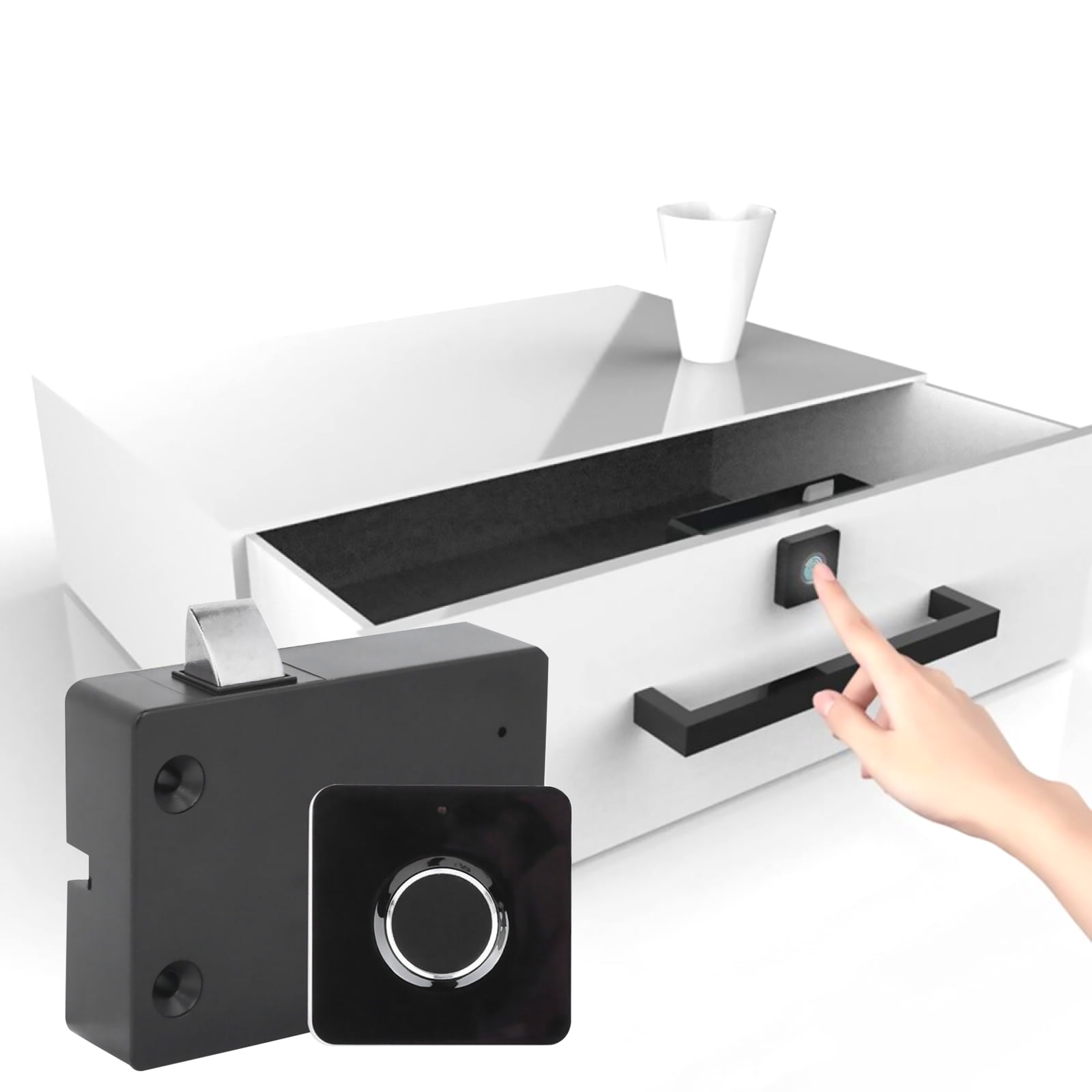 Smart Fingerprint Door Lock, Keyless USB Lock Rechargeable Cabinet Drawer Door Lock for Kictchen Bedroom Home Hotel Office