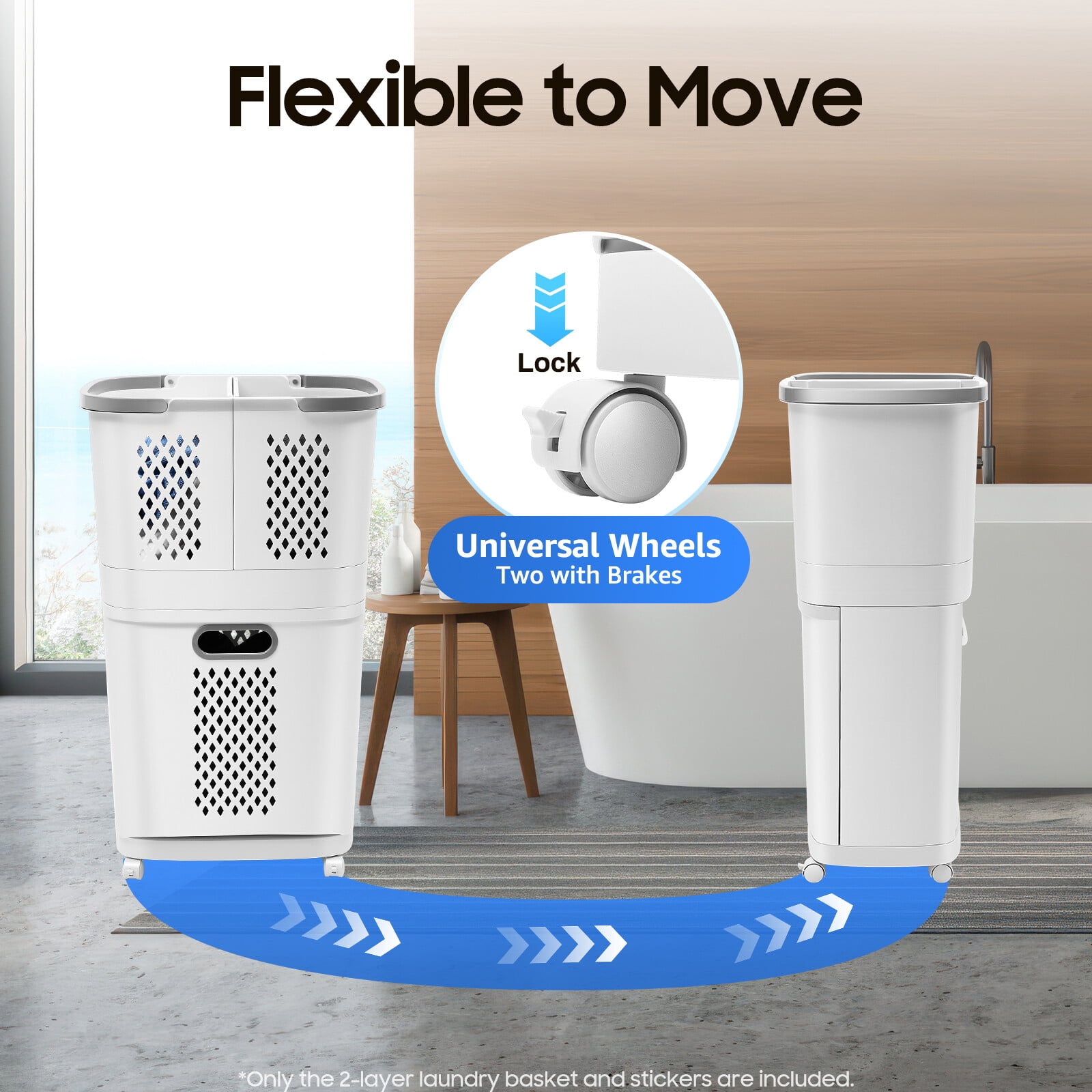 3 Tiers Grey&White Household Hamper Freestanding Portable Laundry Storage Basket for Bedding T-shirts Pants