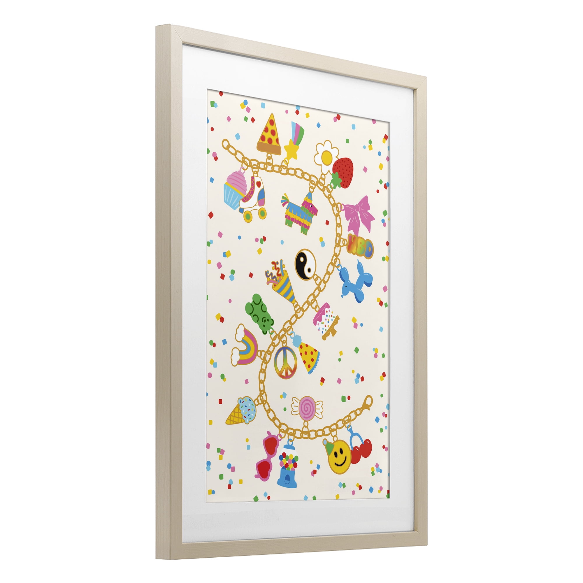 Stupell Industries Playful Party Charm Bracelet Birch Framed Print Under Glass, design by Nadia Hassan