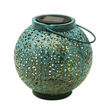 

Solar Powered Hollow out Iron Lights Outdoor Antique Finish Lantern Hanging Garden Lamp