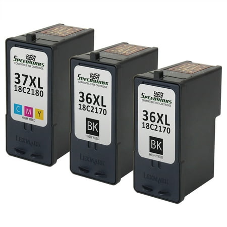 12a1980 Lexmark Cartridge - Speedy Inks - Remanufactured Lexmark 2 36XL 18C2170 High Yield Black & 1 37XL 18C2180 High Yield Color Ink Cartridges For Lexmark X3650, X4650, X5650, X5650es, X6650, X6675, Z2420