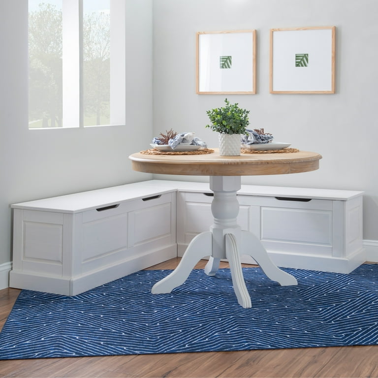 Linon Home Decor Josie White L shaped Backless Breakfast Nook Bench with Storage Seating Natural Varnished Walmart