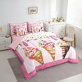 thumbnail image 3 of Erosebridal Chic Ice Cream Bed in a Bag Twin Size,Princess Sweets Dressert Bed Set,Pink Plaid Bedding Twin Size For Teenagers,Super Cozy Room Decoration Reversible,7 Pieces, 3 of 6