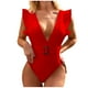 thumbnail image 2 of Augper Women's Solid Color Sexy Ruffled Backless Chest Pad Swimsuit Beachwear Set, 2 of 6