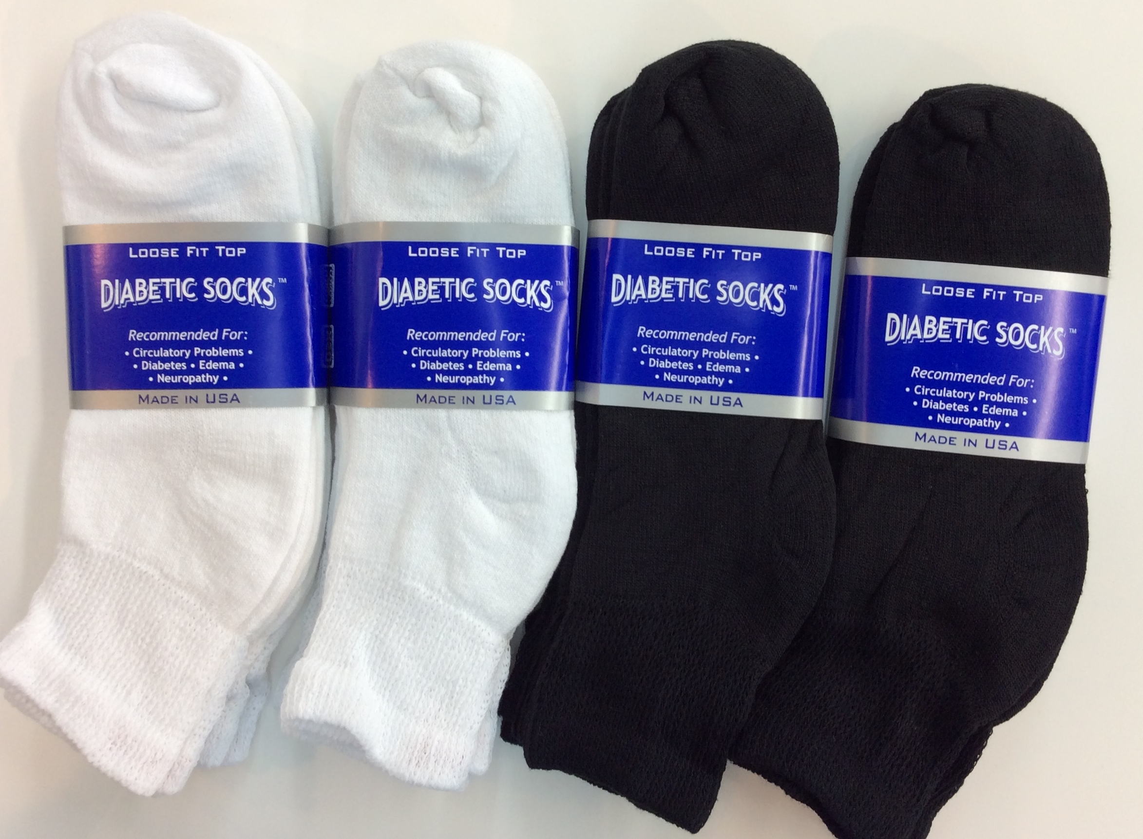 Creswell 12 Pairs of Mens Black and White Diabetic Ankle Socks 10-13 Size