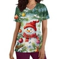 thumbnail image 5 of Feancey Christmas Scrubs Shirts for Women Cute Snowman Print Plus Size Scrub Tops Stretchy Short Sleeve V Neck Nursing Uniforms Comfy Loose Workwear Tee Multicolor M, 5 of 5