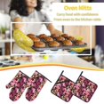 thumbnail image 5 of Naloa Rose Flowers Oven Mitts and Pot Holders 4 pcs Set, Cooking Baking Grilling Kitchen Oven Glove for Cooking, 5 of 6