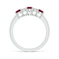 thumbnail image 2 of ANGARA Natural Oval Three Stone Ruby Engagement Ring with Diamonds in 14K White Gold for Women (Size-6x4mm) | July Birthstone, Birthday, Anniversary, Jewelry Gift for Women | Natural Ruby Ring, 2 of 9