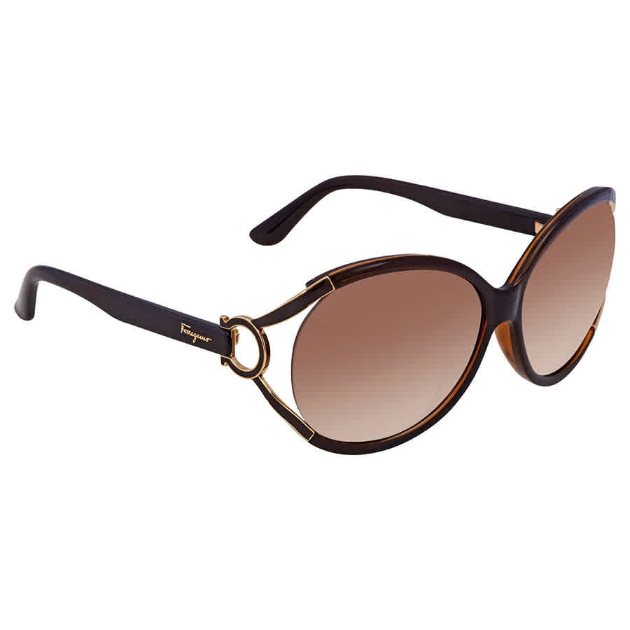 Salvatore Ferragamo SF600S Brown Gradient Round Ladies Sunglasses