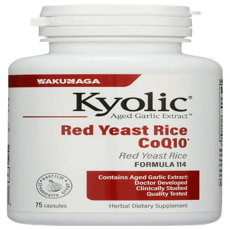 Kyolic Aged Garlic Extract Formula 114, Red Rice CoQ10, 75 Capsules