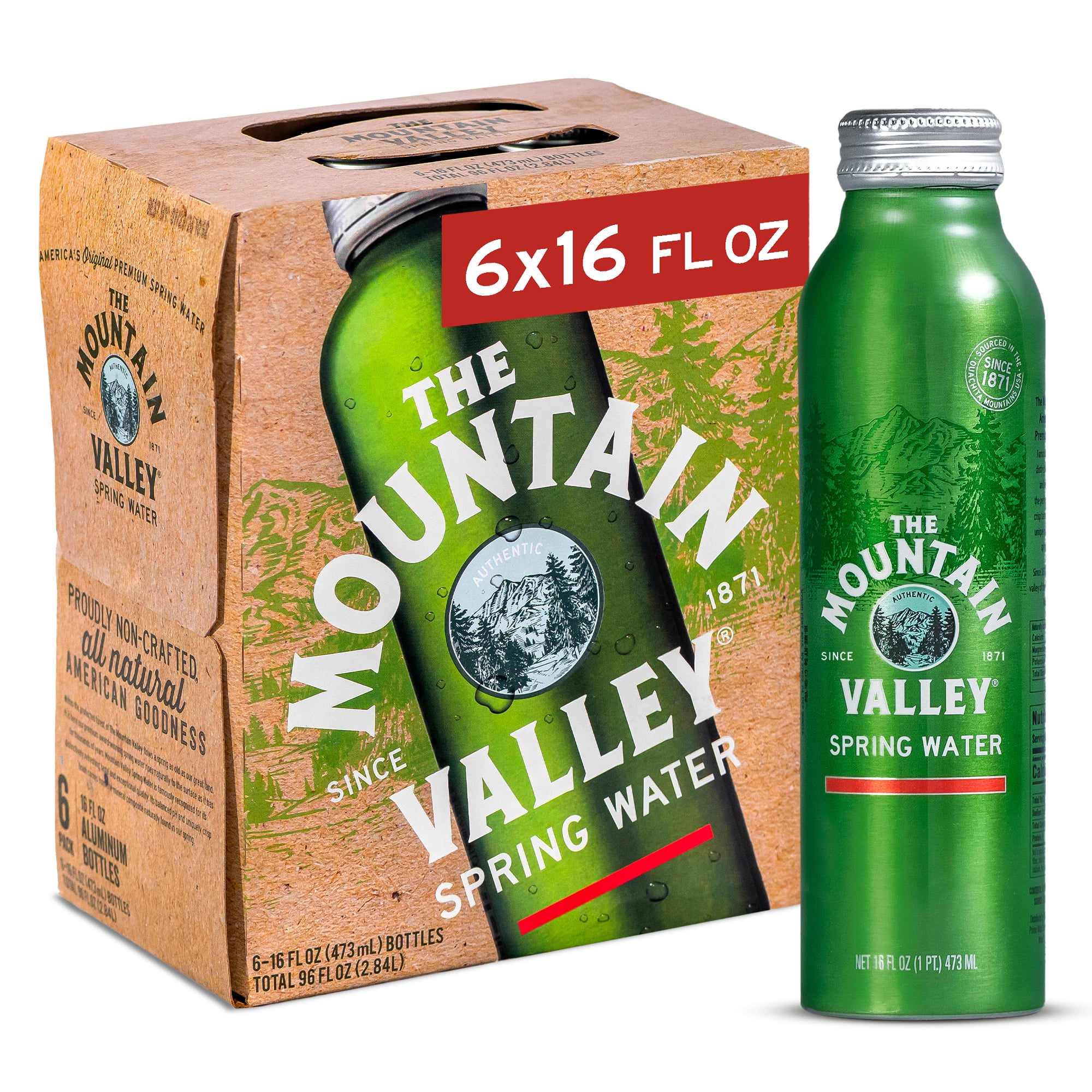 Mountain Valley Spring Water, 16 fl oz, 6-pack Aluminum Bottle