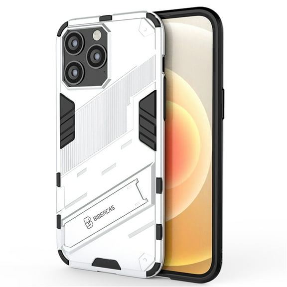 SaniMore for iPhone 15 Pro 6.1" 2023 Armor Protective Cover Rugged PC Backplane with Hidden Kickstand Anti-fall Drop Resisitant Shockproof [Light & Thin] Hybird Cover, Silver