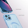 thumbnail image 3 of Magnetic Case for iPhone 14 Plus Case 6.7 inch [Compatible with MagSafe] Cute Plating Love Hearts Pattern Case with Camera Protection,Soft Shockproof TPU Bumper Cover for Women Girls,Blue, 3 of 12