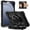 Black+Black, variant on ELEHOLD Rugged Hybrid Case For Samsung Galaxy Tab A11 2025 8.7-inch, with Built-in Kickstand 360° Rotating Handstrap Crossbody Shoulder Strap Shockproof Heavy Duty Case, Navyblue+Black