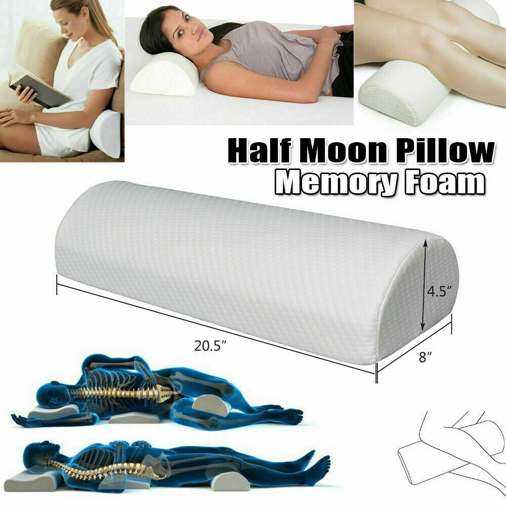Bed Pillows Lumbar HalfMoon Bolster Pillow Back Pain Memory Foam Knee Support Cushion US TE6770801