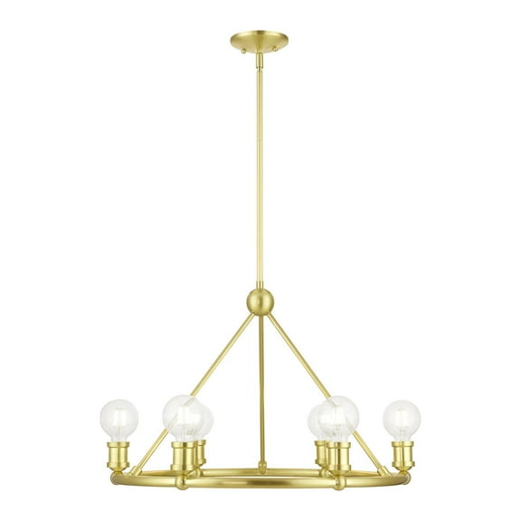 47166-12 Livex Lighting Lansdale - 6 Light Chandelier In Transitional Style-19.5 Inches Tall and 25 Inches Wide-Satin Brass Finish    -Traditional