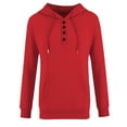 thumbnail image 3 of SwiftWear Women's Quarter-Button Hooded Sweatshirt Oversized Pocket Pullover Tops Soft Stretch Plus Size Hoodie Casual Wear (S-4XL) Red, 3 of 4