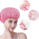 thumbnail image 4 of Waterproof Double Layer Plastic Shower Cap for Women, Elastic Band Reusable Hair Cap (Pink Bird), 4 of 5