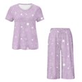 thumbnail image 5 of DISNIMO Star Printed Women's Short Sleeve Pajama Sets Soft Sleepwear Short Sleeve Tops and Capri Pant Pjs for Summer, XL, 5 of 7