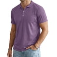 thumbnail image 2 of Mens Classic Short Sleeve Polo Shirts Cotton Blend with Front Pocket,Business Casual Golf Tops for Work Purple 2XL, 2 of 6