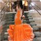 thumbnail image 1 of Orange Halter Long Mermaid Prom Dresses Lace Appliques Open Back Black Girl Formal Evening Party Gowns Custom Made Plus Size10 Gao Jinjia LED, 1 of 2