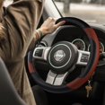 thumbnail image 2 of Leather Car Steering Wheel Cover, Non-Slip Car Wheel Cover Protector Breathable Microfiber Leather Universal Fit for Most Cars(Grey), 2 of 10