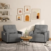 Convertible Sofa Bed, Aiho 3 in 1 Sleeper Couch with Pull-Out Bed & Side Pocket, Best Gifts for Living Room, Bedroom, Dark Gray