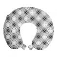 thumbnail image 1 of Vintage Travel Pillow Neck Rest, Unfinished Sun Inspired Motifs on a Background of Rhombus or Squares, Memory Foam Traveling Accessory Airplane and Car, 12", Charcoal Grey and White, by Ambesonne, 1 of 2