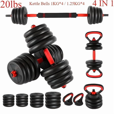 Adjustable Dumbbell Set, 90 Lbs Free Weight Set with Upgrade Nuts, 4-in-1 Weight Set Can Be Used As Kettlebell, Barbell, Push-Up Rack, Home Fitness Workout, for Men/Women