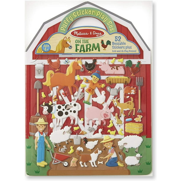 Juego de 52 Stickers Puffy de Granja Melissa & Doug Portátil y Reutilizables Infantil MD-1288553