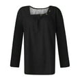 thumbnail image 5 of up to 60% off Gifts Womens Long Sleeve Tshirts Womens Pullover Tops Casual Button Square Neck Pleated Swing Ladies Tunic Blouses Winter Trendy Solid Long Sleeve Long Sleeve Tshirts Tops Weekly, 5 of 5
