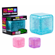 Schylling NeeDoh Nice Cube Glitter & Glow Squishy Fidget Cube, 1 Random Color