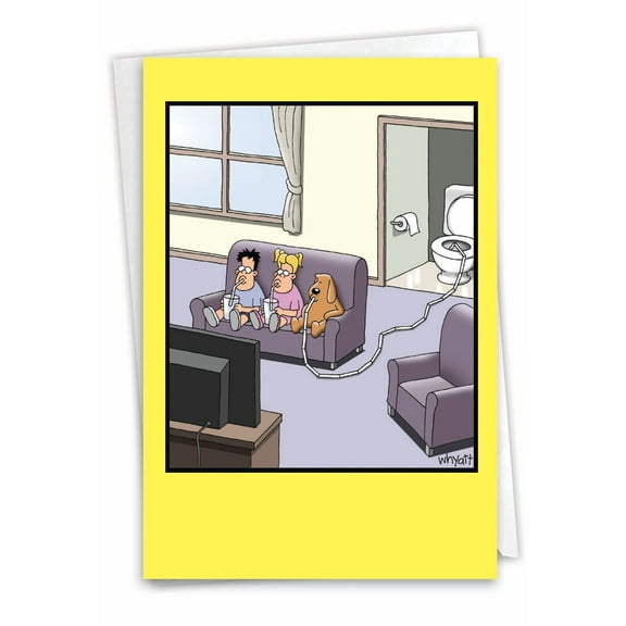 NobleWorks Funny Blank All Occasions Greeting Card with 5 x 7 Inch Envelope (1 Card) Blank All Occasions Toilet Straw C8303OCB