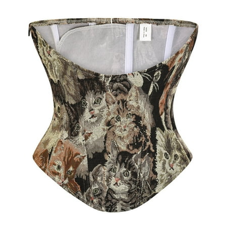 

IWRUHZY Women s Belted Persian Cat Print Slim Body Shaper