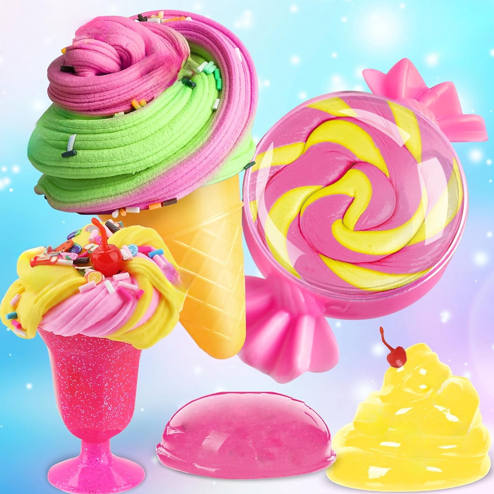 INTIGE Ice Cream Series/lollipop Series Clay Toys, Slime Making Kit, Suitable for Various Themed Party Games