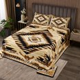 thumbnail image 2 of Bohemian Quilt Set Queen Size Boho Aztec Striped Bedspread Western Farmstyle Bed Set Tribe Geometry Print Quilt Set Exotic Southwestern Decor Bedding, 2 of 5