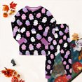 thumbnail image 2 of TOWED22 Girls Boys Halloween Pajamas Cute Graphic Cotton Toddler Kids 2 Piece Long Sleeve Pjs Fall Winter Sleepwear(Purple,5-6 Y), 2 of 8