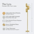 thumbnail image 4 of Brightech Lyra 71" LED Tree Floor Lamp for Mid-Century Modern, Contemporary, 3 Light Head Standing Lamp with Metal Cage Shade, Standing Pole Tall Lamp for Living Room, Bedroom - Brass, 4 of 9