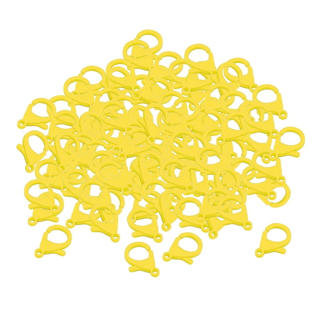 100 llaveros de plástico con cierre de langosta, hechos a mano, para hacer tú mismo, para bolso. Amarillo