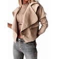 thumbnail image 2 of Women'S Long-Sleeved Lapel Short Jacket Fall Winter Solid Color Deerskin Button Jacket Khaki S, 2 of 7