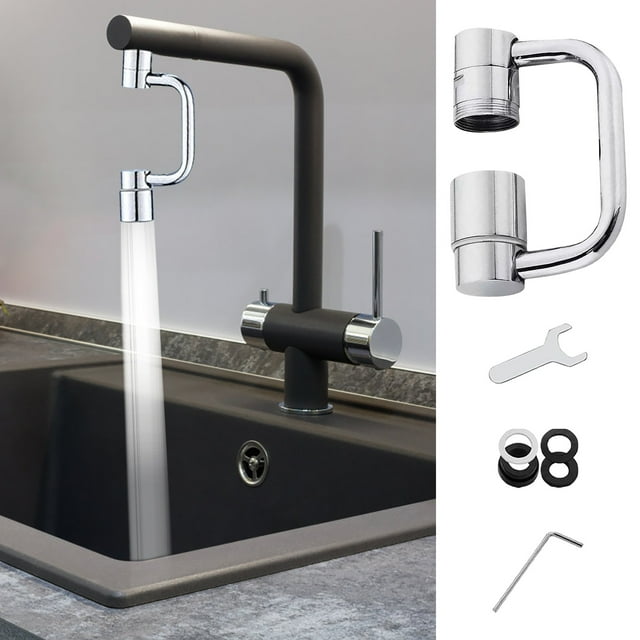 Aireador de Grifo Giratorio de 360° con 2 Modos de Rociado | Extensor de Grifo de Fregadero de 1080° a 1440° para Cocina y Baño | Reduce Salpicaduras y Fácil Instalación con Adaptadores
