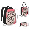 thumbnail image 2 of Disketp Pink Cheetah Art Mochila Estampada de Gran Capacidad con Lonchera y Estuche, Set de 3 Piezas para Estudiantes, 2 of 7